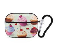 Delicious Cupcakes Earbuds Organizer Shockproof Protective Airpods Pro Cover with Carabiner Clip Anti Fall Carrying Earphone Case Cover for Airpods Pro 2nd Generation Black