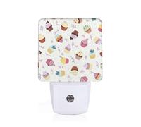 Delicious Cupcakes Plug-in Led Night Light with Motion Sensor Dusk to Dawn Sensor Backlit Nightlight for Bedroom Bathroom
