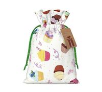 Delicious Cupcakes Print Christmas Bag Drawstring Bags For Holiday Presents Xmas Sack Party Decor Gift