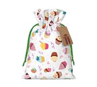 Delicious Cupcakes Print Christmas Bag Drawstring Sack For Presents Xmas Seasonal Decor Gift Party Supplies