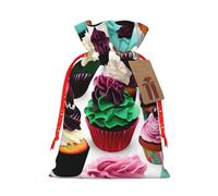 Delicious Cupcakes Print Christmas Bag Holiday Present Sack Xmas For Seasonal Decor Gift Wrapping
