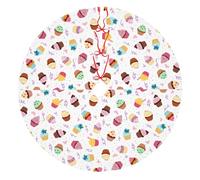 Delicious Cupcakes Print Christmas Tree Skirt 48 Inch, Evergreen Trees Ornament Winter Holiday Mat Decoration