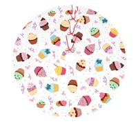 Delicious Cupcakes Print Christmas Tree Skirt For Xmas Mat Base Cover Holiday Decor Seasonal Celebrations