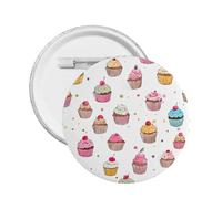 Delicious Cupcakes -Print Custom Round Enamel Pin - Alloy Metal Lapel Badge For Jacket, Bag, Gift Idea.