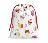Delicious Cupcakes Print Gift Reusable Drawstring Bag Holiday Party Decor Daily Storage Celebrations Pouch