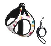 Delicious Cupcakes Print Harness Leash Set For Cats And Dogs, Reflective Adjustable, Soft Breathable Mesh Vest With Escape-Proof Lead, For Small Pets And Kitten Puppies