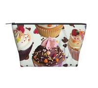 Delicious Cupcakes Print Makeup Bag Trapezoid Travel Cosmetic Organiser Stylish Storage for Beauty & Gifts for Women Girls