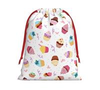 Delicious Cupcakes Print Present Bag, Reusable Organizer For Holiday Celebrations, Xmas Party Favors