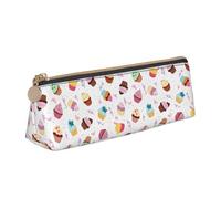 Delicious Cupcakes Print PVC Coin Purse Money Bag Makeup Case Pencil Pouch Zipper stationery case Women Men, White, One Size, Simple