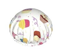 Delicious Cupcakes Print Soft Shower Cap for Women Men Reusable hat Lightweight hat and Bath Hair Cap