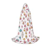 Delicious Cupcakes -Print Youth Hooded Cape - Adjustable Printed Cloak For Halloween Events, School Theatre & Costumes M