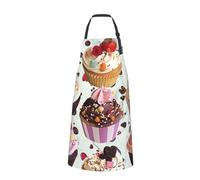 Delicious Cupcakes Printed Chef Apron for Men Women Adjustable Bib Apron Funny Cooking Aprons with Pockets