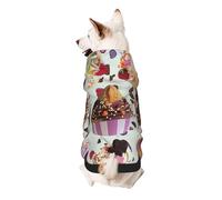 Delicious Cupcakes Printed Dog Hoodie Soft Dog Sweatshirt Cute Cat Dog Clothes for Small Dogs Kitten Puppy, S