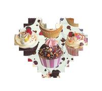Delicious Cupcakes Printed Jigsaw Puzzle 10.8x12.8 CM, Heart-Shaped Puzzle Challenging Game for Adults Gifts, Family Fun Decorative Wall Decor