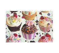 Delicious Cupcakes Printed Jigsaw Puzzle 14.4x9.8 CM, Rectangular Puzzle Challenging Game for Adults Gifts, Family Fun Decorative Wall Decor