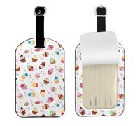 Delicious Cupcakes Printed Leather Luggage Tag, Durable Baggage Identifier, Soft PU ID Label, for Business Travel