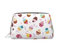 Delicious Cupcakes Printed Zippered Toiletry Bag, Wide Open Storage Case for Personal Care Items and Cosmetics