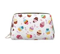 Delicious Cupcakes Printed Zippered Toiletry Bag, Wide Open Storage Case for Personal Care Items and Cosmetics