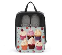 Delicious Cupcakes Shoe Bag Travel Shoe Organizer Water-Resistant Shoe Pouch with Zipper Sneaker Dust Bag, gray, One Size, Modern