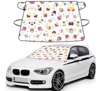 Delicious Cupcakes Stylish Printed Windshield Snow Cover for Cars, Car Windshield Cover for Ice, Snow & Sun, Easy Install, Universal Size with Storage Bag