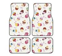 Delicious Cupcakes Universal Car Floor Mats 4 Piece Set, Front & Rear Waterproof Non-Slip Car Foot Mats, Car Carpet Protectors For Most Sedans, Trucks, Suv