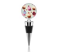 Delicious Cupcakes Wine Stopper Zinc Alloy Beverage Bottle Stopper Reusable Leak Proof Wine Cork Cute Champagne Saver Decorative Bottle Sealer Plug Gift for Men Women