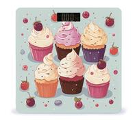 Delicious CupcakesScale for Body Weight with LCD High Precision Weighing Scales Fashion Sturdy Tempered Glass Weight Scales Easy-to-Read Digital Bathroom Scale for Daily 400lb