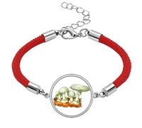 Delicious Fresh Mushroom Illustration Lucky Red String Bracelet Rope Bracelet Handmade