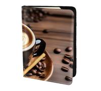 Delicious Heart Coffee print Travel Wallet Passport Holder Case for Family Leather Passport Cover for Men Women, Black, One Size