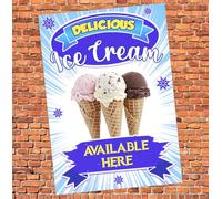 Delicious Ice Cream Available Here Advertising Sign Self Adhesive Gloss Sticker A4 297mm x 210mm