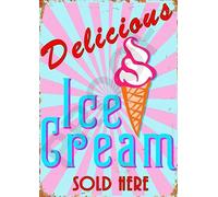 Delicious Ice Cream Parlour Retro Vintage Metal Wall Sign Gift Home Garden (Aluminium A4 (200x280mm) Approx)