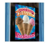 Delicious Ice Cream Sold Here Printed Vinyl Wall Window Sign Cafe Kiosk Self Adhesive high quailty Takeaway Restaurant Sticker Food