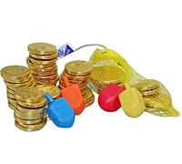 Delicious Milk Chocolate Coins - Hanukkah Gelt - 24 Sacks, 4 Colorful Dreidels