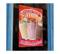 Delicious Milkshakes Sold Here Printed Vinyl Wall Window Sign Cafe Kiosk Self Adhesive high quailty Takeaway Restaurant Sticker Food