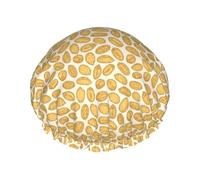 Delicious Nut Peanuts Shower Cap Elastic And Reusable Double Waterproof Shower Hat For Women