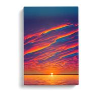Delicious Ocean Sunset Blue, Purple, Red Canvas Print for Living Room Bedroom Home Office Décor, Wall Art Picture Ready to Hang, 30x20 Inch (76x50 cm)