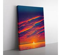 Delicious Ocean Sunset Blue, Purple, Red Canvas Wall Art Print Ready to Hang, Framed Picture for Living Room Bedroom Home Office Décor, 76x50 cm (30x20 Inch)