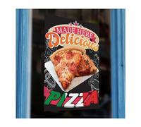 Delicious Pizza Sold Here Printed Vinyl Wall Window Sign Cafe Kiosk Self Adhesive high quailty Takeaway Restaurant Sticker Food