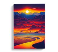 Delicious Sunset Blue, Red, Red Canvas Print for Living Room Bedroom Home Office Décor, Wall Art Picture Ready to Hang, 30x20 Inch (76x50 cm)