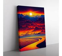 Delicious Sunset Blue, Red, Red Canvas Wall Art Print Ready to Hang, Framed Picture for Living Room Bedroom Home Office Décor, 76x50 cm (30x20 Inch)
