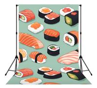 Delicious Sushi 1 Print 5×7ft Photo Backdrop, Seamless Background Cloth For Studio And Portrait Photography Wedding Party