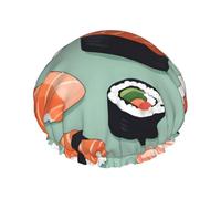 Delicious Sushi 1 Print Bath Hair Cover For Women Reusable Double Waterproof Layers Shower Caps For Women Ladies