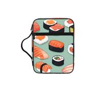 Delicious Sushi 1 Print Book Protector Holder Case, Study Bible Carrying Case With Multiple Internal Compartments