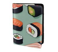 Delicious sushi 1 Print Passport Holder for Travel,Wallet Case RFID Blocking Leather Card Slot Protector