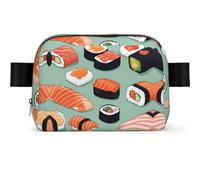 Delicious Sushi 1 Print Waterproof Sling Bag with Large Opening Side Bag Durable Waist Pack for Running Cycling Travel