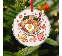 Delicious Sweet Ramen Christmas Ornaments - Round Hanging Ornaments for Christmas Tree Decorations, Farmhouse Rustic Holiday Home Decor and Gift Party Tags (3.1 Inch)