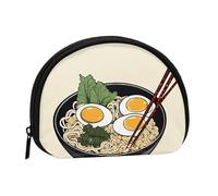 (Delicious Sweet Ramen) Mini Shell Pouch Compact Storage Bag Portable Cosmetic Bag Small Coin Purse With Zipper For Women, Black, One Size, Stylish