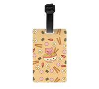 Delicious Sweet Ramen Print Luggage Tags with Full Back Privacy Cover - Bright Suitcase Identifier for Travel, Cruise & More
