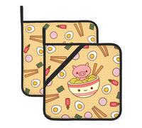 Delicious Sweet Ramen Print Pot Holders Set Of 2,Kitchen Decorative Heat Resistant Potholder For Cooking Baking Holiday Decors