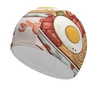 Delicious Sweet Ramen Swim Cap for Women Men Swimming Hat Bath Waterproof Pool Caps for Long Thick Curly Hair